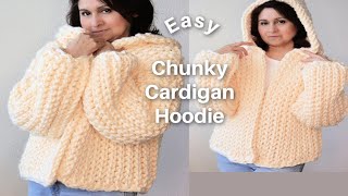 Crochet Chunky Cardigan Hoodie  EASY [upl. by Ramin]