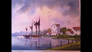 How to paint Woodbridge Tide Mill Suffolk Lesson 49 [upl. by Nerred]