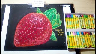 Crayola Oil Pastels 28 realistic strawberry Drawing Dremicos Art [upl. by Edgar]