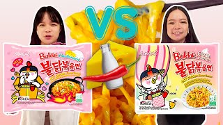 Carbonara VS Cream Carbonara Buldak Noodles trantwins spicynoodles foodie [upl. by Dermott]