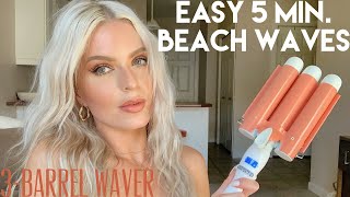 EASY 5 MIN SOFT BEACH WAVES3BARREL WAVER TUTORIAL [upl. by Esir]