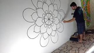 mandala na parede mandalamandalaart mandalamural mural artist wallart wallmural [upl. by Margaretha45]