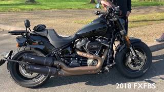 HarleyDavidson FATBOB 2018 FXFBS 114 Exhaust Sound 45″ SlipOns RINEHART [upl. by Gnilsia674]