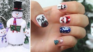 Nail Art de Noël  5 dessins faciles à reproduire [upl. by Dopp]