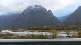 Piave river cloudy Longarone Veneto Italy 221024 cloudy autumn colour river [upl. by Nart821]