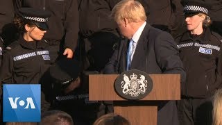 Police Trainee Falls Ill During British PM Boris Johnson Speech [upl. by Kalie]