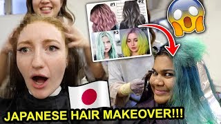 GETTING SURPRISE JAPANESE HAIR MAKEOVERS HAIRCUT  COLOR IN TOKYO 2019 [upl. by Mapel516]