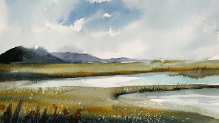 Simple Watercolour Landscape Painting Using Only One Brush [upl. by Kleper]