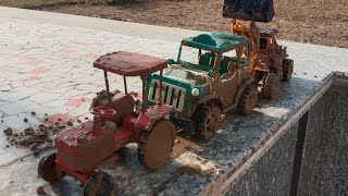 toy tractor trailer joner and swaraj tractor🚜🚜 jcb tampo rickshaw dumper truck mudding video 🚜🚜 [upl. by Mohn468]