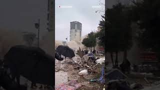 Buildings collapse following powerful earthquakes in Turkey and Syria [upl. by Emrich]