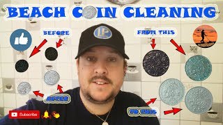 CLEANING SILVERS AND OTHER COINS FROM THE BEACH METAL DETECTING UK [upl. by Gaidano254]