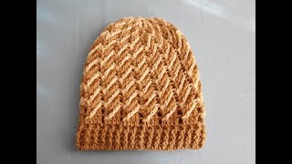 Gorro para hombre a crochet  punto diagonal a crochet yo ganchillo [upl. by Aelanej]