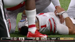 Ohio State QB Justin Fields Takes HUGE Hit vs Clemson  2021 College Football [upl. by Ettelliw]