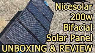 Nicesolar Foldable 200W Bifacial Solar Panel UNBOXING REVIEW on Sunny Day wisebuyreviews [upl. by Ennayllek358]