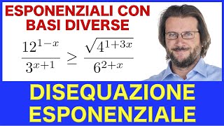 Disequazione esponenziale con basi diverse esercizio svolto [upl. by Nnylyram341]