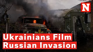 Watch Ukraine Civilians Capture Terrifying Moments Of Russian Invasion [upl. by Alikee]