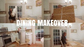 Small dining room makeover IKEA dining table a day in my life unboxing trash bin [upl. by Eelirak]