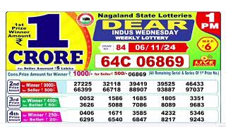 NAGALAND Lottery SAMBAD DEAR EVENING 1PM RESULT TODAY 06112024 STATE DEAR LOTTER [upl. by Eadnus]