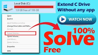 🔥🔥How to extend C Drive Space without any application in free  Solve Extend Greyed Out Issue [upl. by Fabrianna]