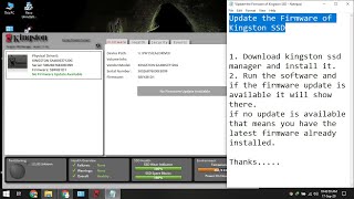 Update the Firmware of Kingston SSD [upl. by Anawik]