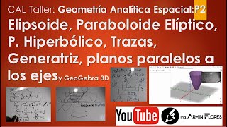 Geometría Analítica Espacial Elipsoide Paraboloide Elíptico Hiperbólico GeoGebra 3D Taller P2 [upl. by Ginsburg]