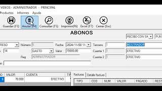 todos ingresos egresos modificar anular con ix mov diario o ing egre por abonos y movimientos [upl. by Lesly]