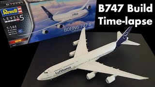 Revell Boeing 7478 Lufthansa Timelapse Build Plane Model 1144 Scale [upl. by Wight806]