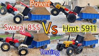 Swaraj 855 vs Hmt 5911 Homemade RC tractor power with trolley newvideo video youtube [upl. by Neff]