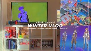 winter vlog 🪴☕️  new room decor playing genshin impact amp shopping [upl. by Irtak]