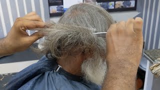 ASMR 90 Year old poor Man Hair transformation with scissors hammadhairstudio [upl. by Ayikin]