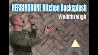 Herringbone Kitchen Backsplash in MARBLE Walkthrough [upl. by Darice]