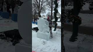 Watch an ice sculpture come to life at the Dexter Ice Fest [upl. by Aivul]