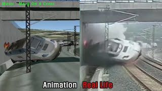 Spanish Train Crash Animation vs Real Life [upl. by Elianore594]