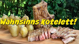 Dry aged Kotelett vom Kräuterschwein mit gefüllten Kartoffeln [upl. by Gnet]