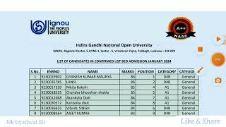 ignou bed merit list 2024  Name Wise Merit List BEd 2024  ignou bed 2024 cut off [upl. by Cosetta928]