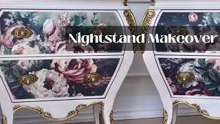 Nightstand Makeover DIY Hardware And Romantic Patterns [upl. by Arodasi]