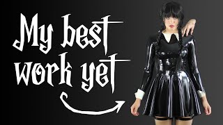 I made a latex skater dress for Halloween  Wednesday Addams costume [upl. by Hauge]