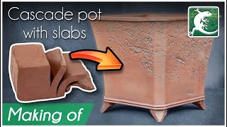 Making of a cascade bonsai pot with slabs  Stoneware pottery without wheel tutorial [upl. by Everest159]