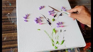 White Flowers  Floral  Abstract Painting Demonstration  Satisfying  Daily Art Therapy  Day 06 [upl. by Brant152]