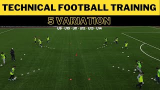 Technical Football Training Drills  5 Variation  U9  U10  U11  U12  U13  U14 [upl. by Myrah213]