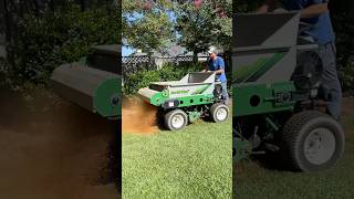 TopdresserAerator Spreading Sand for a Level Lawn [upl. by Moffat]