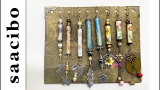 Making Dangles With Paper Beads amp Findings junkjournalembellishments [upl. by Aritak]