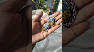 Hand Embroidered starry night ear studsDM to order handmade earrings shortstrendinghairstyle [upl. by Yenar]