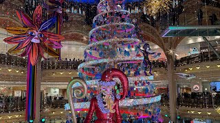 Vitrine et sapin de Noël aux Galeries Lafayette et printemps 2023 paris 4k [upl. by Akerley]