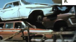 1960s  1970s New York Car Scrapyard Wrecking Yard Archive Footage [upl. by Neelyad]