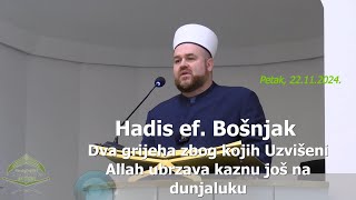 Hadis ef Bošnjak quotDva grijeha zbog kojih Uzvišeni Allah ubrzava kaznu još naquot hutba 22112024 [upl. by Phipps112]