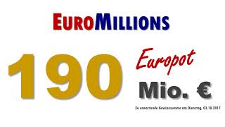 Euromillions  Euromillionen 03102017 Heute 190 Mio € im Topf [upl. by Grail824]