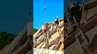 Construction workers reinforcing dikes with soil mixes [upl. by Lav]