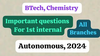 Engineering Chemistry Important Questions Autonomous chemistry importantquestions 2024 [upl. by Glynis436]