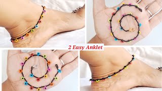 2 Super Easy Anklet Making TutorialAnklet Designs Simple MakingBeaded Anklet Tutorial DaisyDIY [upl. by Ainadi366]